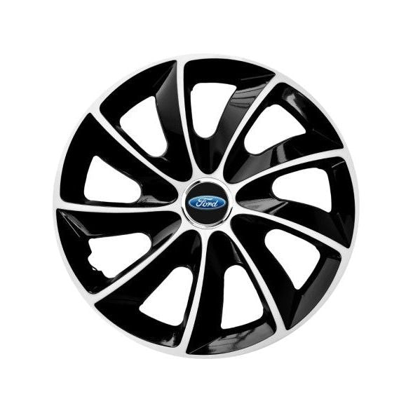 Set 4 Capace Roti potrivite jantelor de 15 inch, pentru Ford, model Stig Extra Black & White