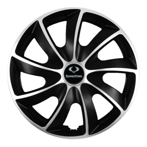 Set 4 Capace Roti Autohelix MSA® potrivite jantelor de R14 inchi, pentru SsangYong, model Quad Silver & Black