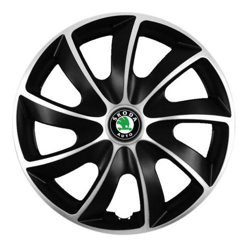 Set 4 Capace Roti Autohelix MSA® potrivite jantelor de R14 inchi, pentru Skoda, model Quad Silver & Black
