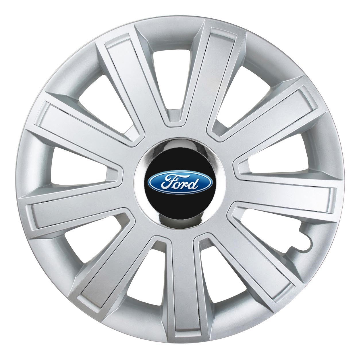 Комплект 4 таса, подходящи за джанти R14, за Ford, хромиран модел flash