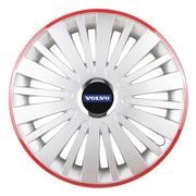 Set 4 Capace Roti, potrivite jantelor de R14, pentru Volvo, model falcon argintiu cu rama rosie
