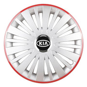 Set 4 Capace Roti, potrivite jantelor de R15, pentru Kia, model falcon argintiu cu rama rosie