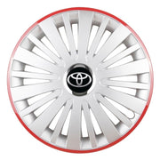 Set 4 Capace Roti, potrivite jantelor de R15, pentru Toyota, model falcon argintiu cu rama rosie