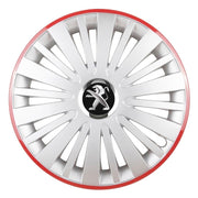 Set 4 Capace Roti, potrivite jantelor de R15, pentru Peugeot, model falcon argintiu cu rama rosie