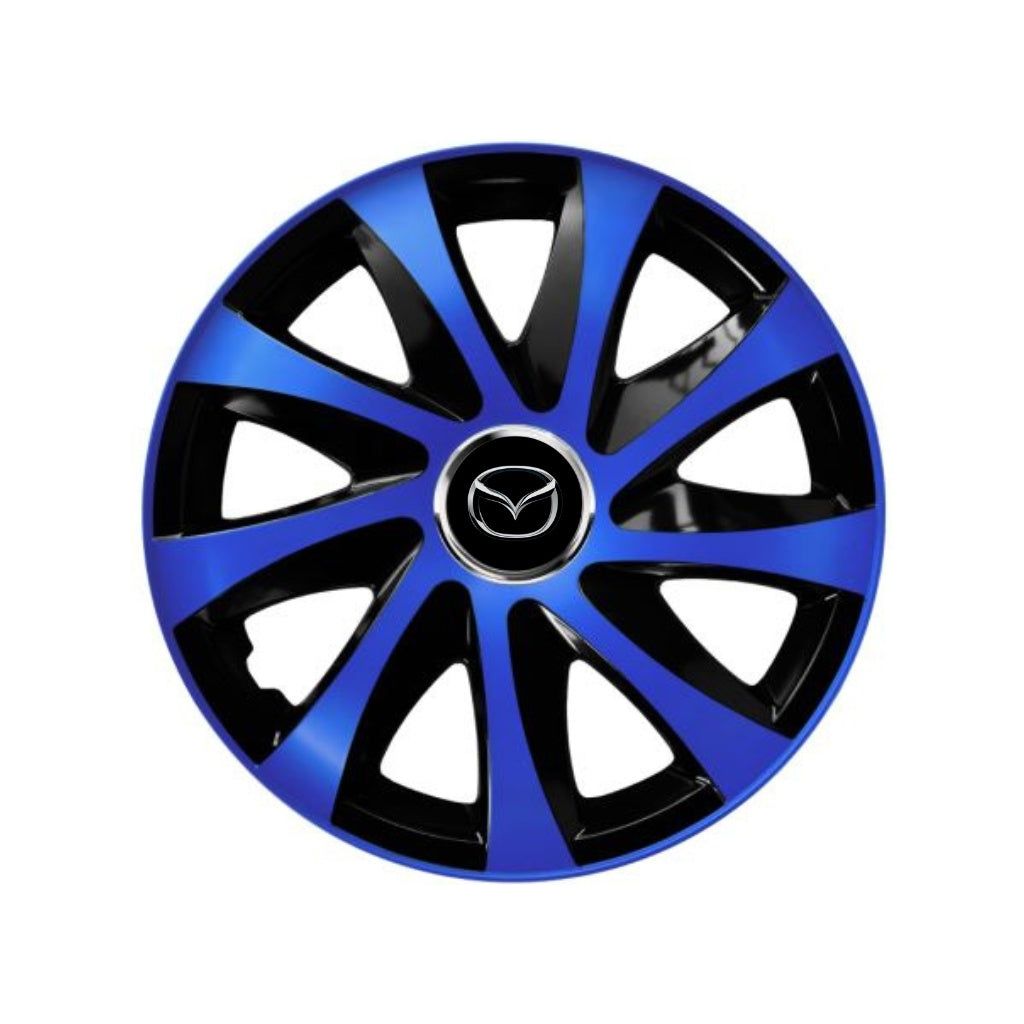 4 db Mazda kompatibilis dísztárcsa készlet, Drift Extra kék és fekete modell