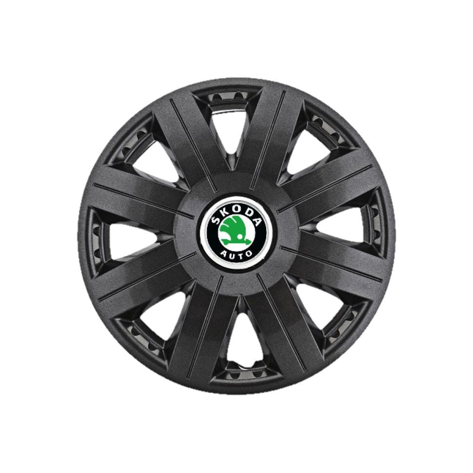 Set 4 Capace Roti 15 inchi (R15) Cosmos Negru, Compatibile cu Skoda