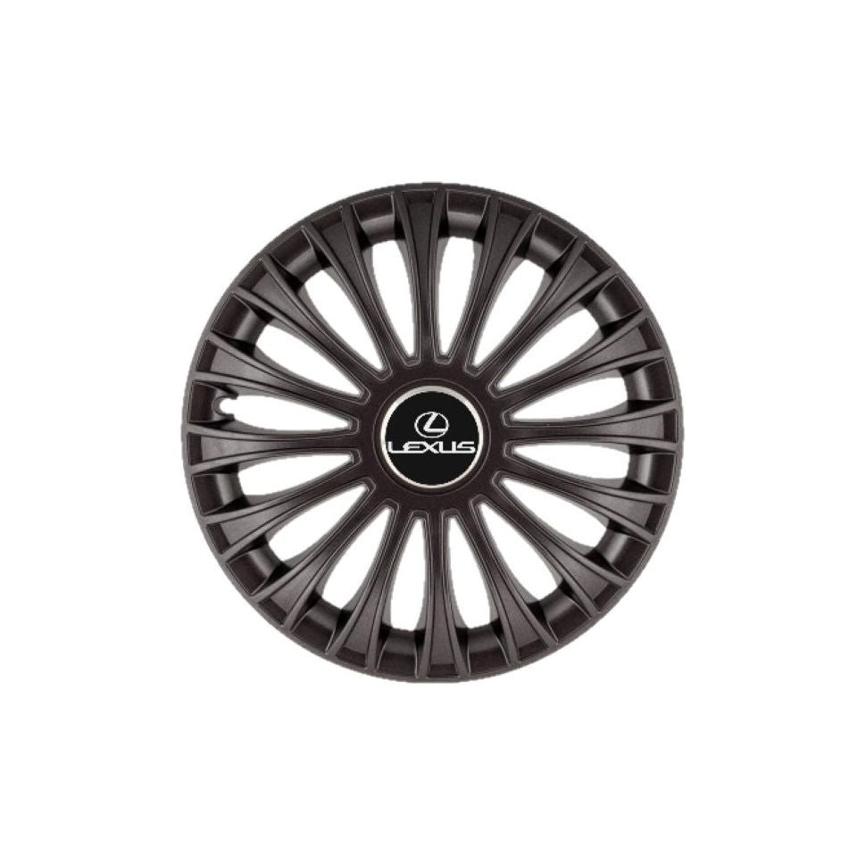4 db-os 16 colos (R16) Dino fekete kerékdíszítő szett, Lexus kompatibilis