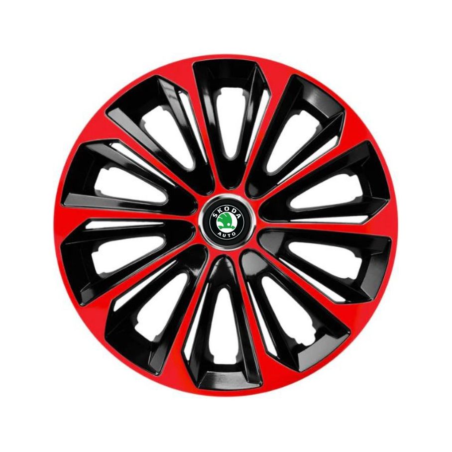 4 db extra erős piros R16 kerékborítás készlet, Skoda kompatibilis