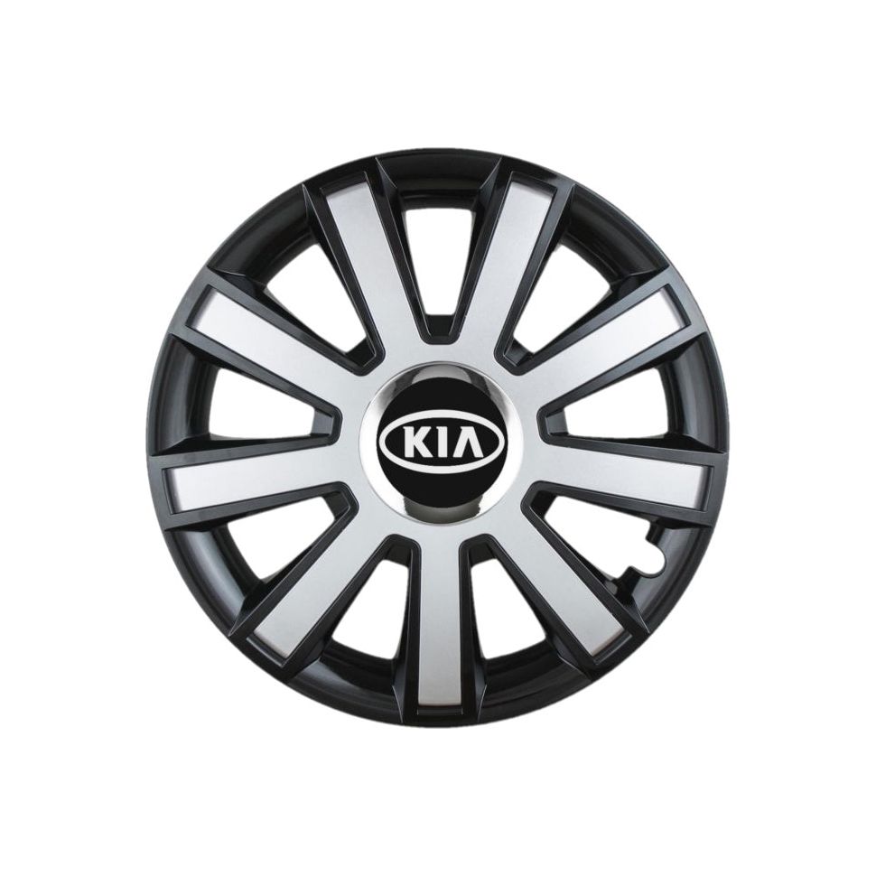Set 4 capace roti Flash Gri-Negru R14 pentru gama auto Kia