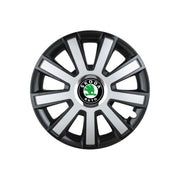 4 darabos Flash szürke-fekete R14-es kerékborítás készlet Skoda személygépkocsikhoz