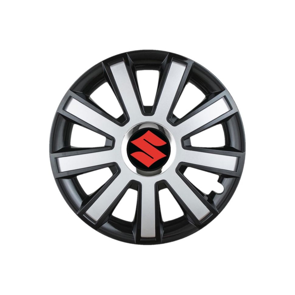 Set 4 capace roti Flash Gri-Negru R14 pentru gama auto Suzuki