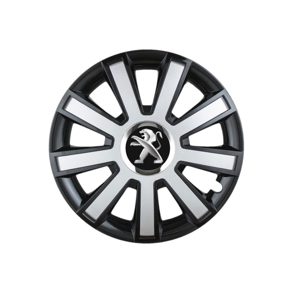 Set 4 capace roti Flash Gri-Negru R15 pentru gama auto Peugeot