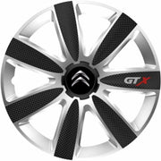 4 db-os GTX Karbon Szürke-Fekete Kerékagy Szett R14, Citroënhez