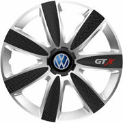 4 db-os GTX karbon dísztárcsa szett szürke-fekete R14, Volkswagenhez