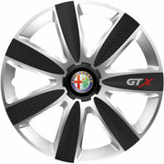 4 db-os GTX Karbon Szürke-Fekete Kerékagy Szett, Alfa Romeo R15-höz