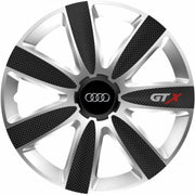 4 db-os GTX karbon dísztárcsa szett szürke-fekete R15, Audihoz