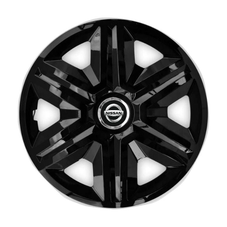 Set 4 capace roti hubcaps fast black R16 Compatibil Cu Nissan