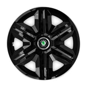 Set 4 capace roti hubcaps fast black R16 Compatibil Cu Skoda