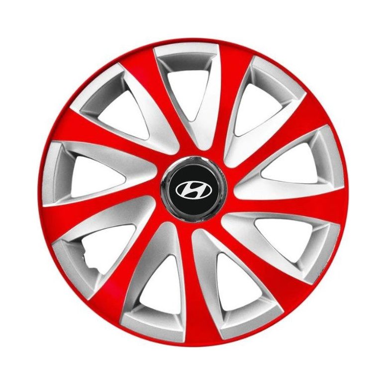 4 db-os 14 colos R14 Drift piros-szürke keréktárcsa szett, Hyundai-kompatibilis