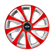 4 db-os 14 colos R14 Drift piros-szürke dísztárcsa szett, Mini Cooper kompatibilis