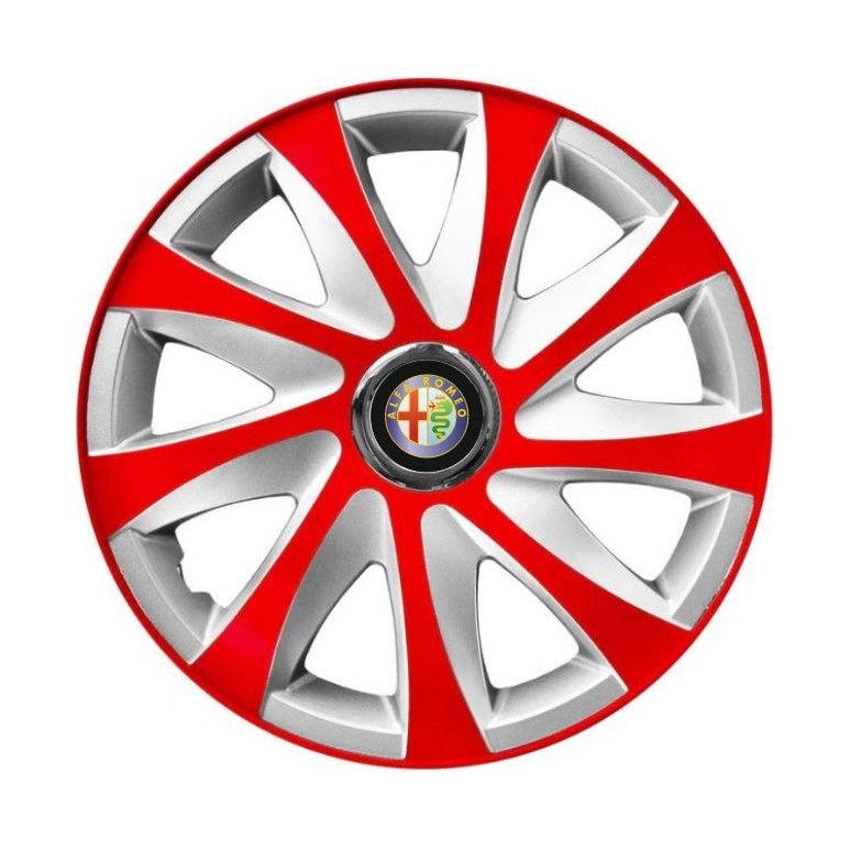 Set 4 capace roti 15 inchi R15 Drift Rosu-Gri, Compatibil cu Alfa Romeo