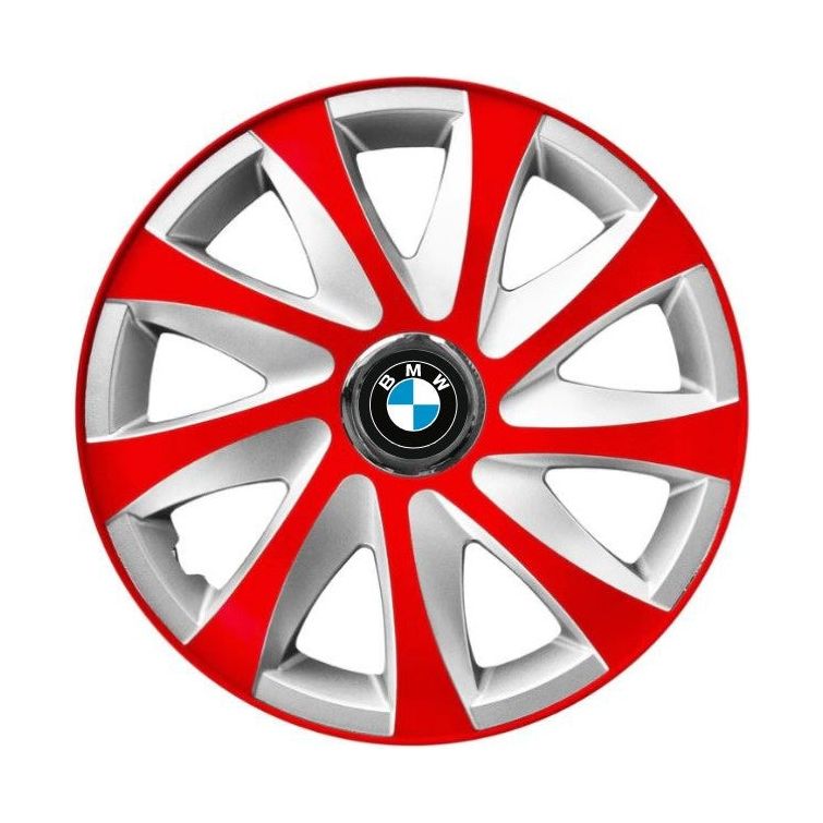 4 db-os 15 colos R15 Drift piros-szürke dísztárcsa szett, BMW-vel kompatibilis