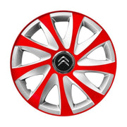 Set 4 capace roti 15 inchi R15 Drift Rosu-Gri, Compatibil cu Citroen