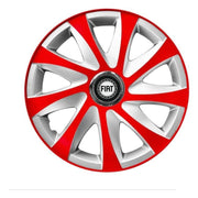 Set 4 capace roti 15 inchi R15 Drift Rosu-Gri, Compatibil cu Fiat