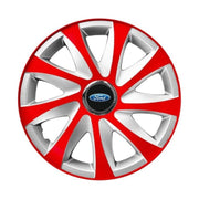 Set 4 capace roti 15 inchi R15 Drift Rosu-Gri, Compatibil cu Ford