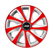 Set 4 capace roti 15 inchi R15 Drift Rosu-Gri, Compatibil cu Jeep