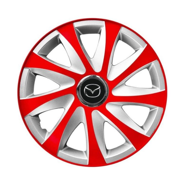 Set 4 capace roti 15 inchi R15 Drift Rosu-Gri, Compatibil cu Mazda