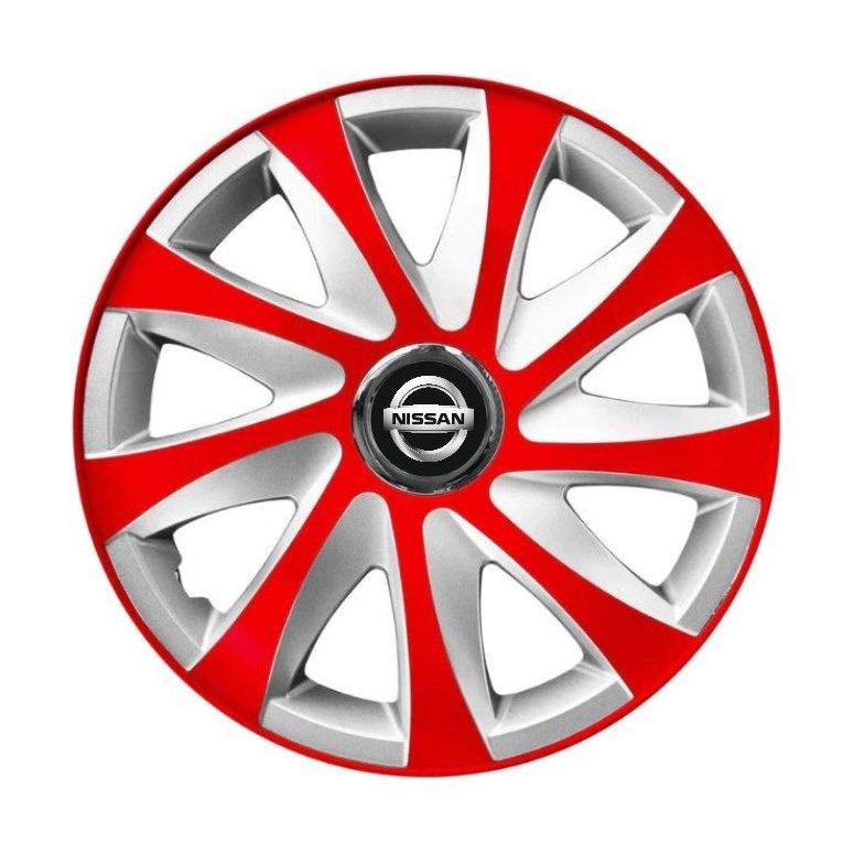 Set 4 capace roti 15 inchi R15 Drift Rosu-Gri, Compatibil cu Nissan