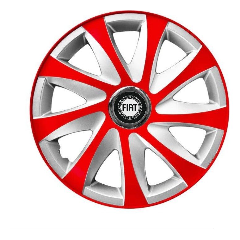Set 4 capace roti 16 inchi R16 Drift Rosu-Gri, Compatibil cu Fiat