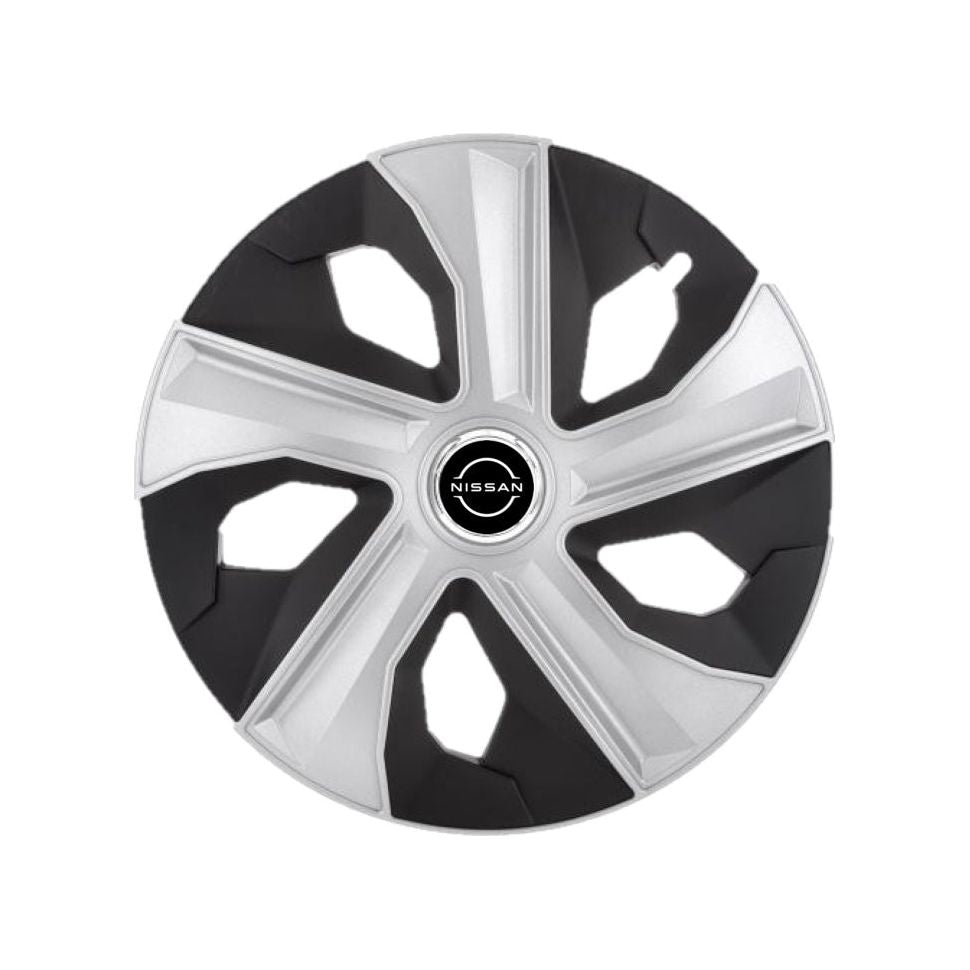 Set 4 Capace Roti Luna Gri-Negru R15, pentru Nissan nou