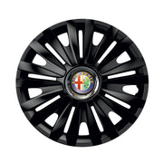 4 db-os fekete dísztárcsa króm gyűrűvel, Royal R16, Alfa Romeo kompatibilis