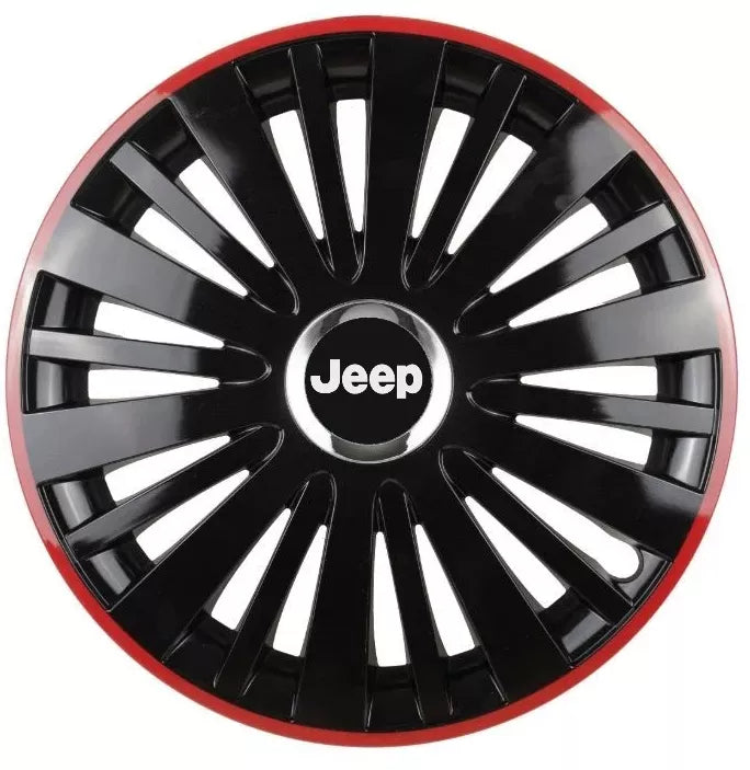 Set 4 Capace Roti pentru Jeep model Falcon Black Cu Rama Rosie R15 JEEP