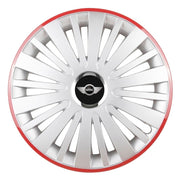 Set 4 Capace Roti, potrivite jantelor de R16, pentru Mini, model falcon argintiu cu rama rosie