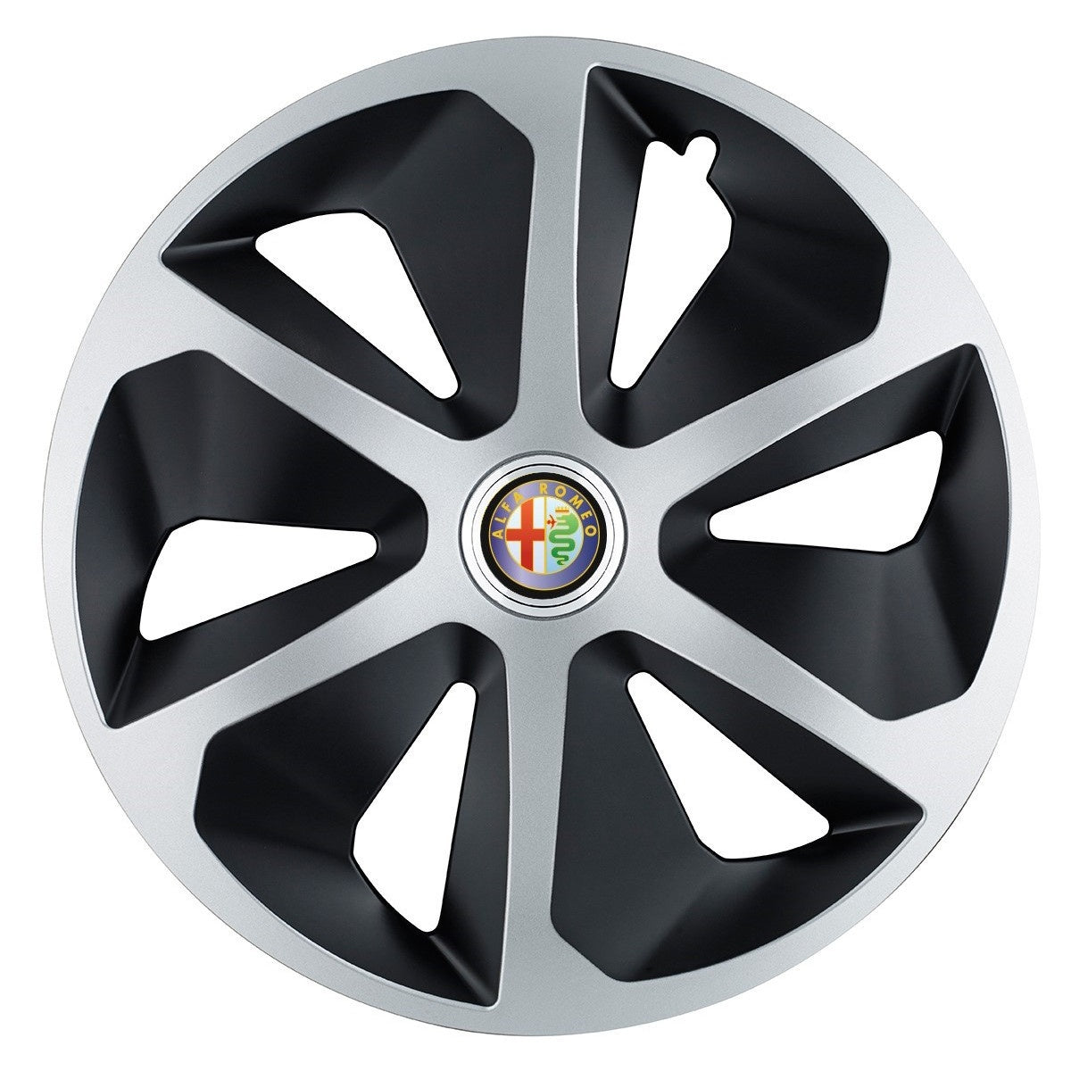 4 darabos Roco szürke-fekete R17 dísztárcsa készlet Alfa Romeo autókhoz