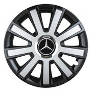 Set 4 capace roti Silver/black cu inel cromat R15 Compatibil Cu Mercedes-Benz