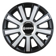 Set 4 capace roti Silver/black cu inel cromat R15 Compatibil Cu Daewoo