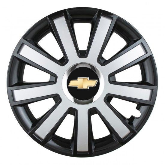 Set 4 capace roti Silver/black cu inel cromat R15 Compatibil Cu Chevrolet