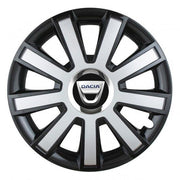 Set 4 capace roti Silver/black cu inel cromat R16 Compatibil Cu Dacia