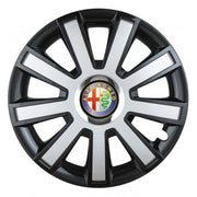 Set 4 capace roti Silver/black cu inel cromat R16 pentru gama auto Alfa Romeo