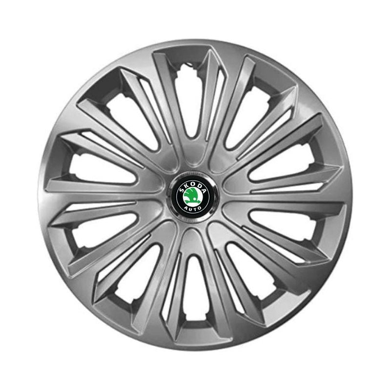 Set 4 capace roti Strong silver varnished R15 Compatibil Cu Skoda