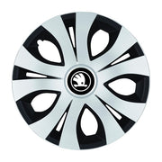 Set 4 Capace Roti Top Gri-Negru R14, Compatibil Cu Skoda Nou Alb-Negru