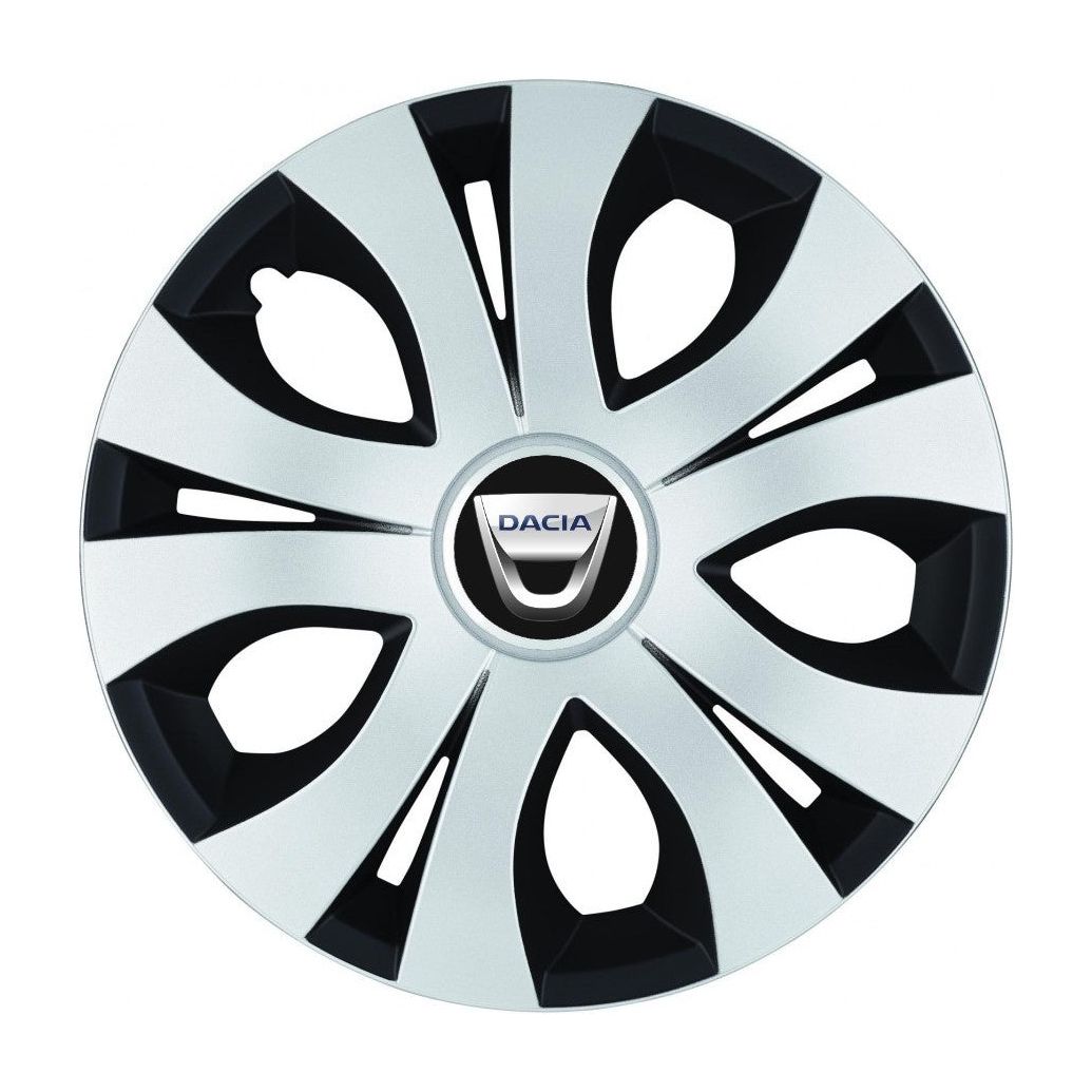 Set 4 Capace Roti Top Gri-Negru R15, Compatibil Cu Dacia