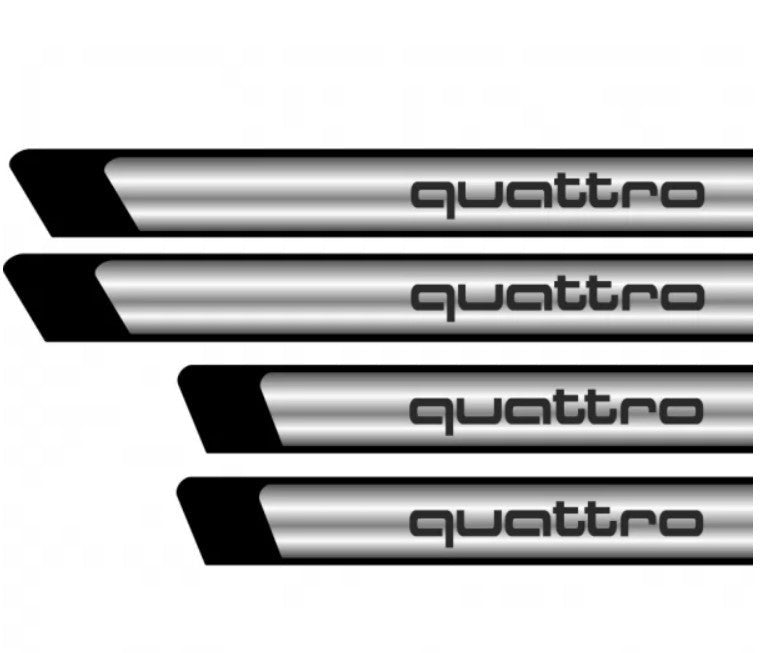 Set 4 stickere protectii praguri gri pentru Quattro crom