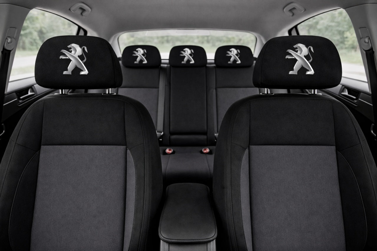 Set 5 huse tetiere negre, pentru gama auto PEUGEOT