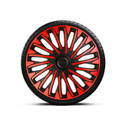 16 DARABOS PIROS-FEKETE DÍSZÍTŐKÉSZLET FEKETE GYŰRŰVEL, SOHO