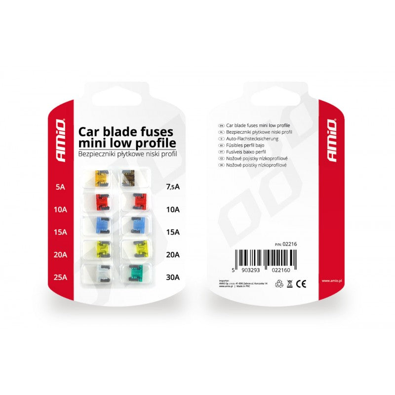 Siguranțe auto ingropate, profil redus, 10 buc